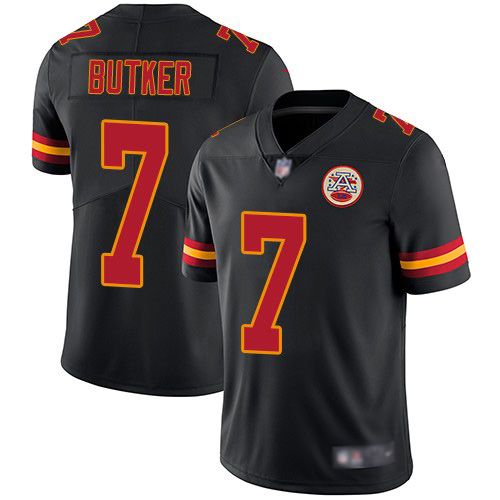 Men Kansas City Chiefs 7 Butker Harrison Limited Black Rush Vapor Untouchable Football Nike NFL Jersey